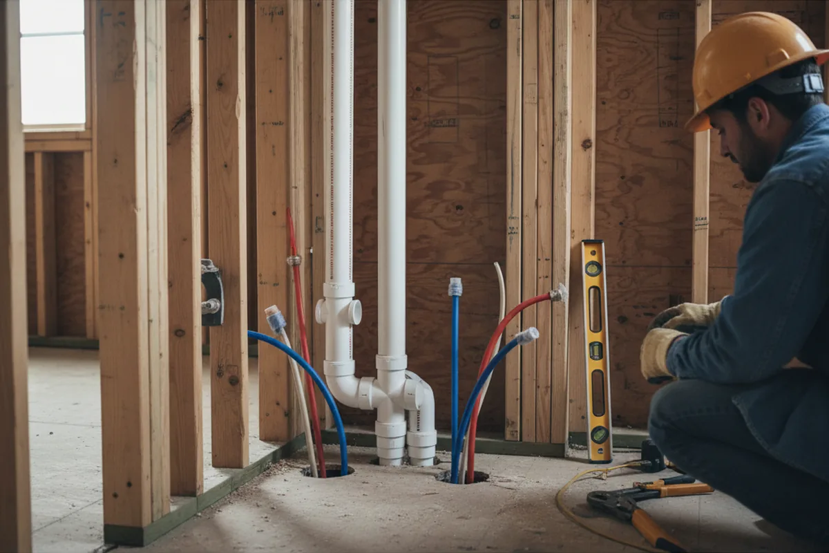 Drain and supply rough-in during Toilet Repair and Installation in Mason