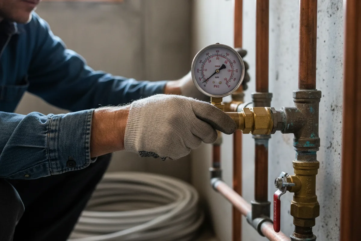 Pressure testing a repaired line during Water Line Repair in Mason