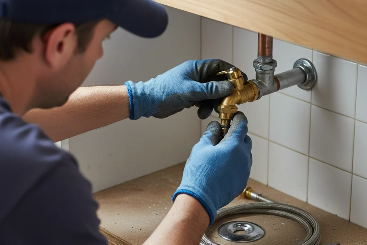 Shutoff valve and fitting work during Burst Pipe Repair in Mason